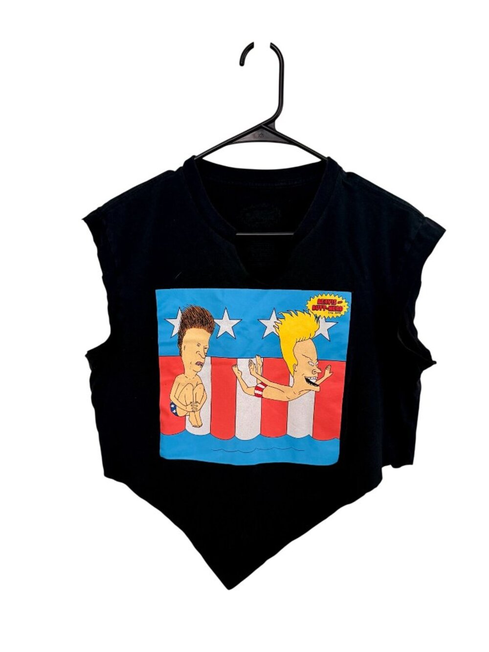 Beavis and Butthead Black Cropped Bandana Style Muscle Tshirt Size M